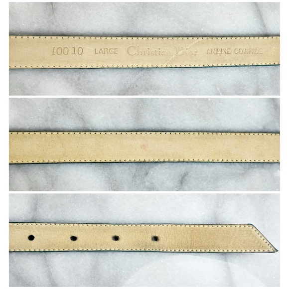 Christian Dior Teal Skinny Leather Vintage Logo Belt - Picture 10 of 10
